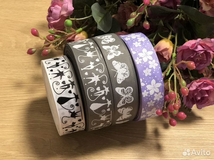 Лента репсовая с рисунком в ассортименте