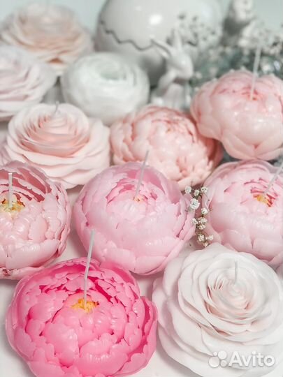 Свечи цветы пионы розы