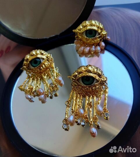 Серьги, кольца, брошь в форме глаз