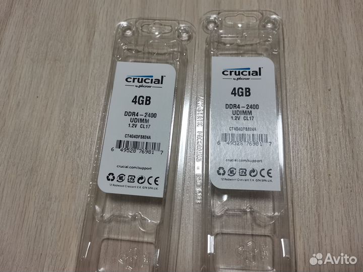 Оперативная память Crucial DDR4-2400 2х4 Гб, CL17