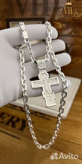 Комплект серебро: цепь и крест 925 проба
