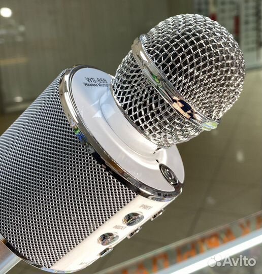 Беспроводной караоке-микрофон WS-858 (серебристый)
