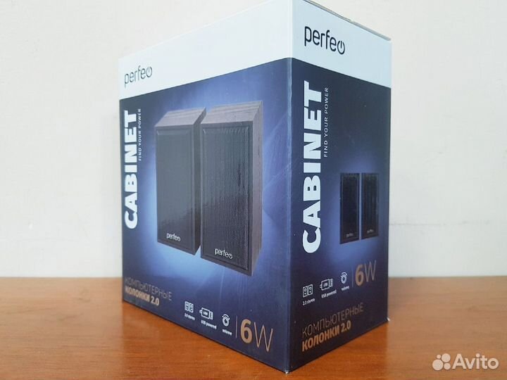 Колонки «cabinet» 2.0, мощность 2х3 Вт (RMS), бук