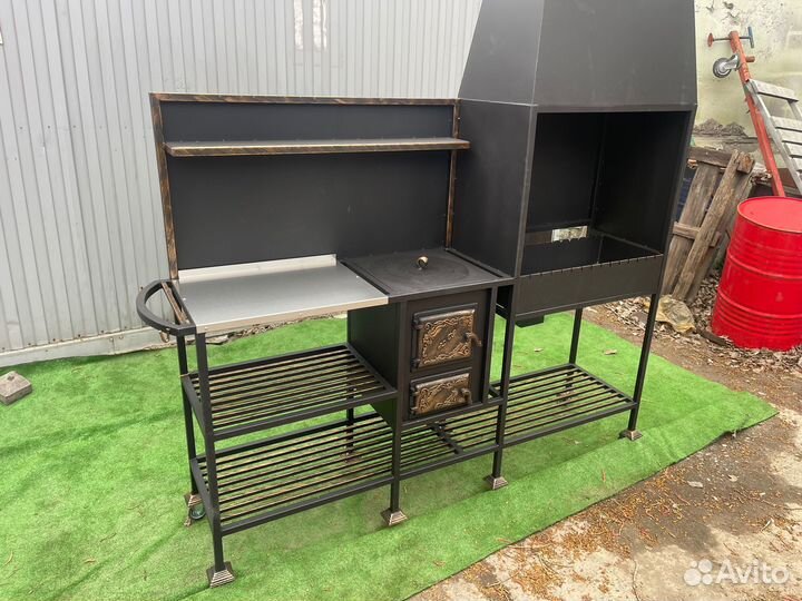 Мангал № 0264/344 c печкой и полкой из нерж/стали