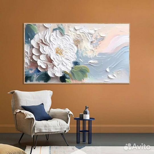 Текстурная картина маслом на холсте цветы