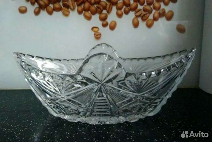 9. Ваза конфетница - фруктовница хрустальная СССР