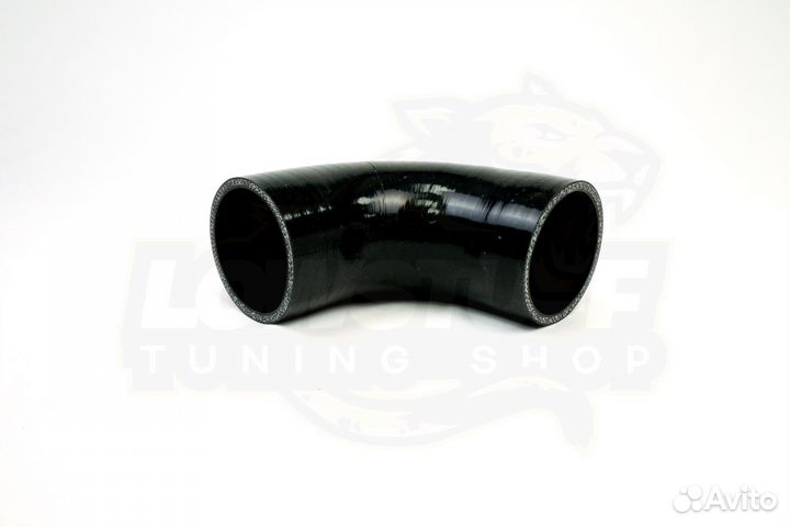 Патрубок силиконовый 90 град 57мм длина 100мм стенка 5мм черный