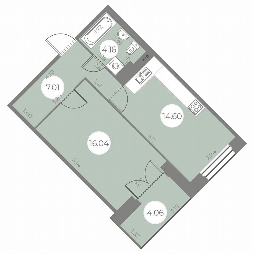 1-к. квартира, 43 м², 17/20 эт.