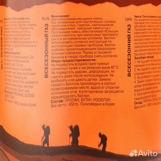 Газовый баллон Tramp 450 мг