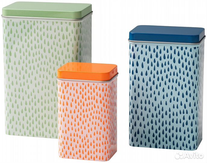 Набор емкостей, 3 штуки с рисунком икеа ворфест