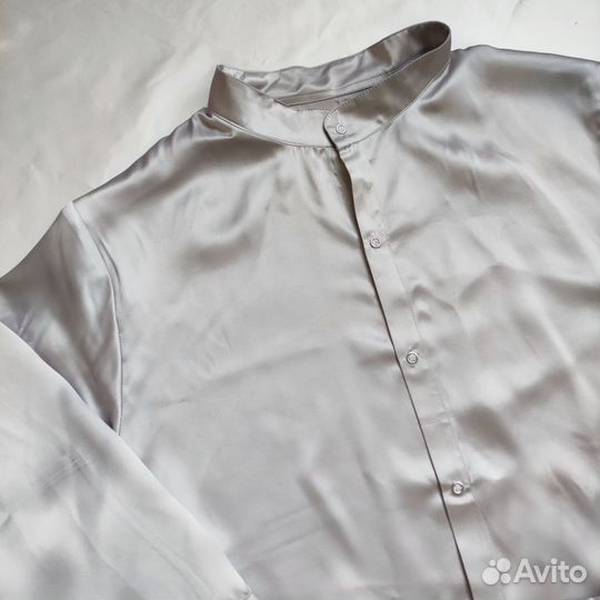 Пижама из натурального шёлка, мужская, серебристая