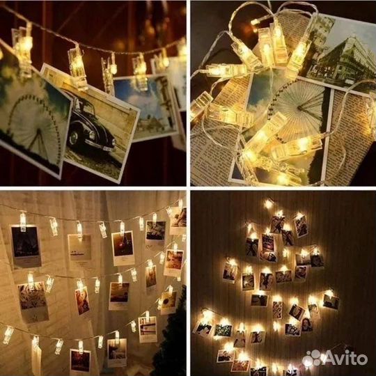 Гирлянда прищепки 4м