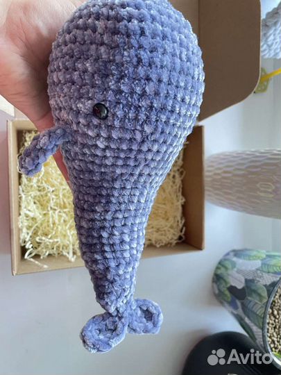 Подарок игрушка Кит вязаный