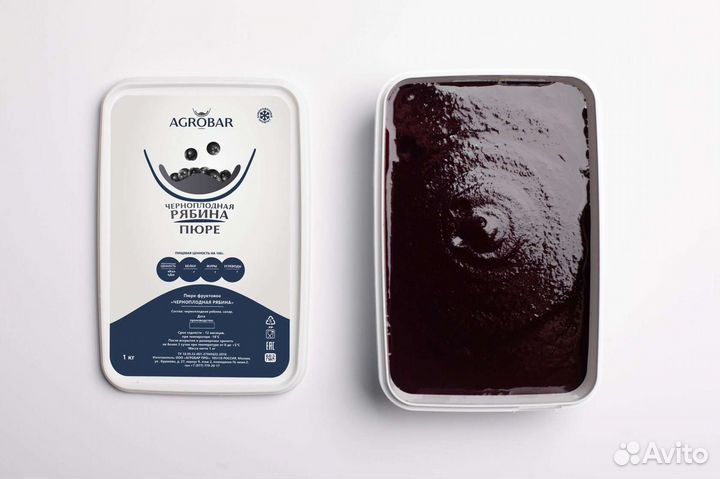 Замороженное пюре Черноплодная Рябина 1кг Агробар