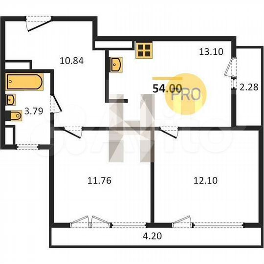 2-к. квартира, 54,2 м², 11/29 эт.