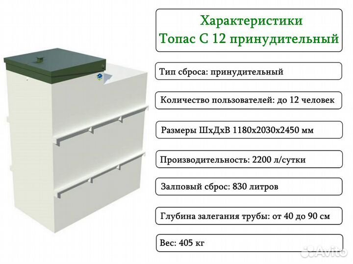 Септик топас-С 12 пр принудительный Гарантия