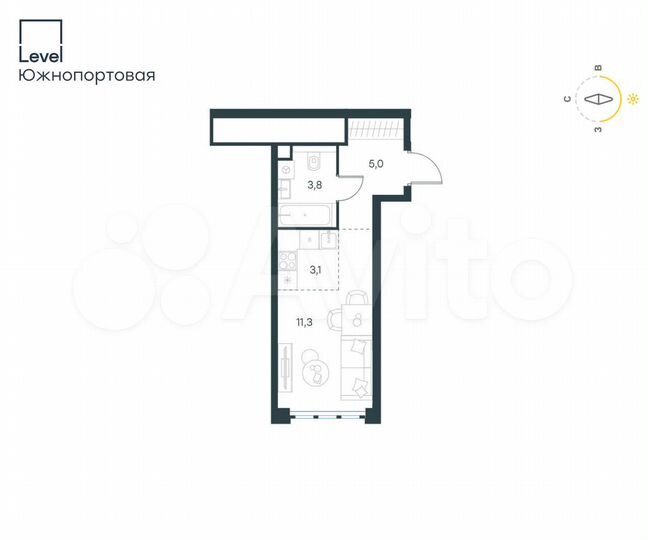 Квартира-студия, 23,2 м², 27/68 эт.