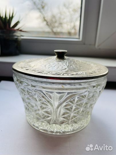 Конфетница СССР хрусталь мельхиор
