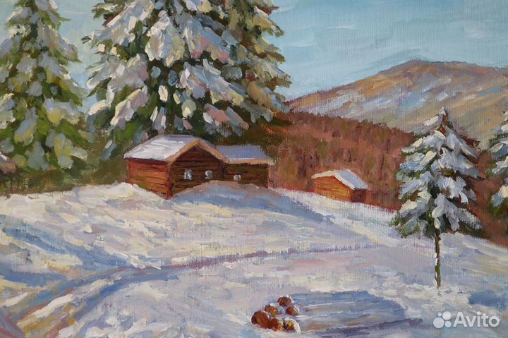 Картина маслом 40х50см. Зимний пейзаж