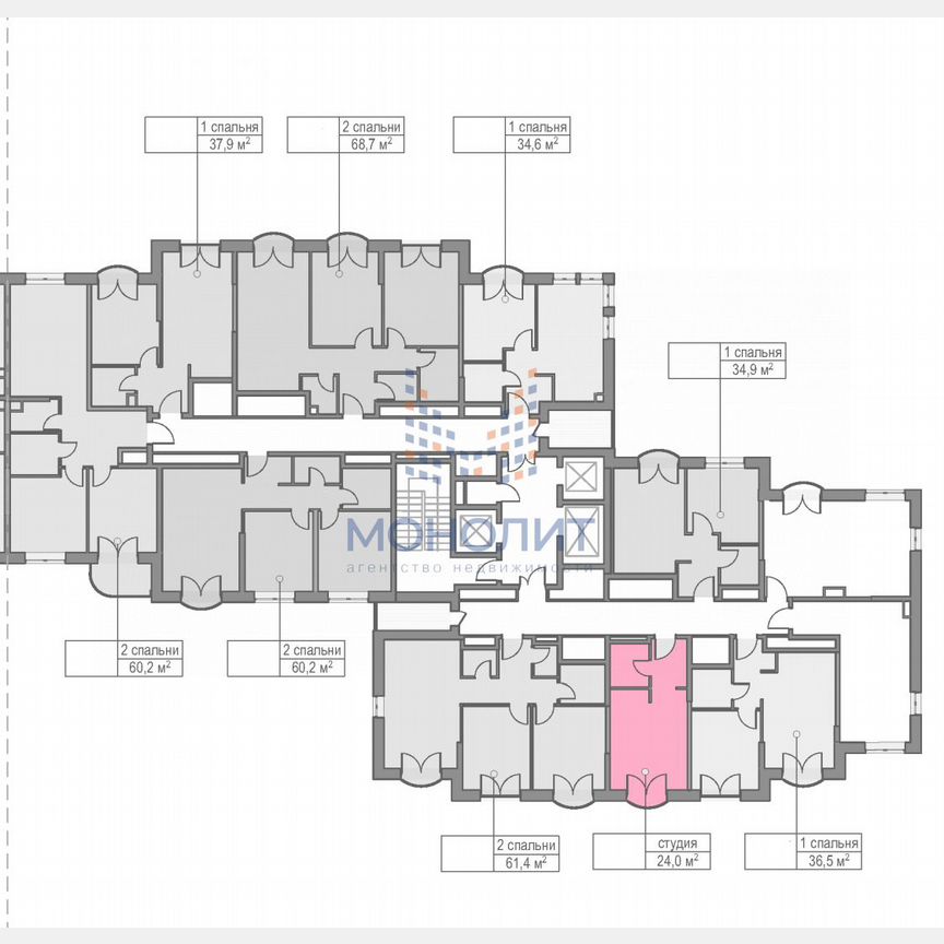 Квартира-студия, 24 м², 16/20 эт.