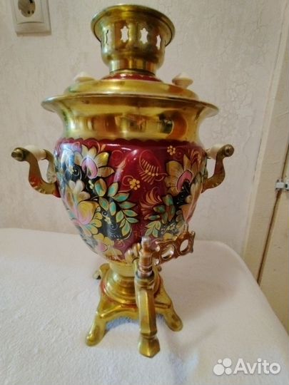 Самовар электрический расписной с подносом