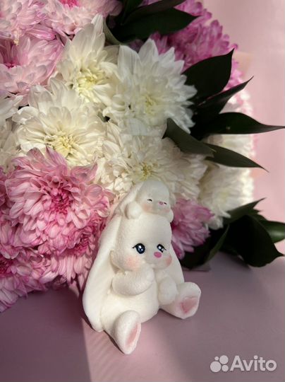 Мыло ручной работы зайка с малышом зайчик