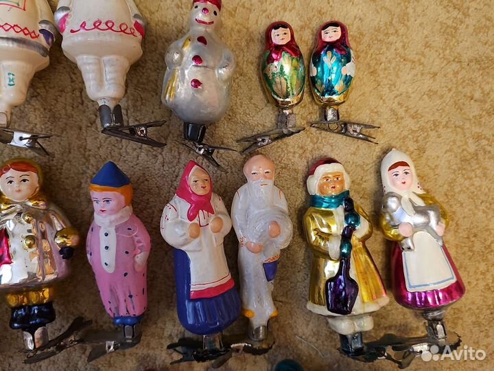 Елочные игрушки СССР на прищепке люди