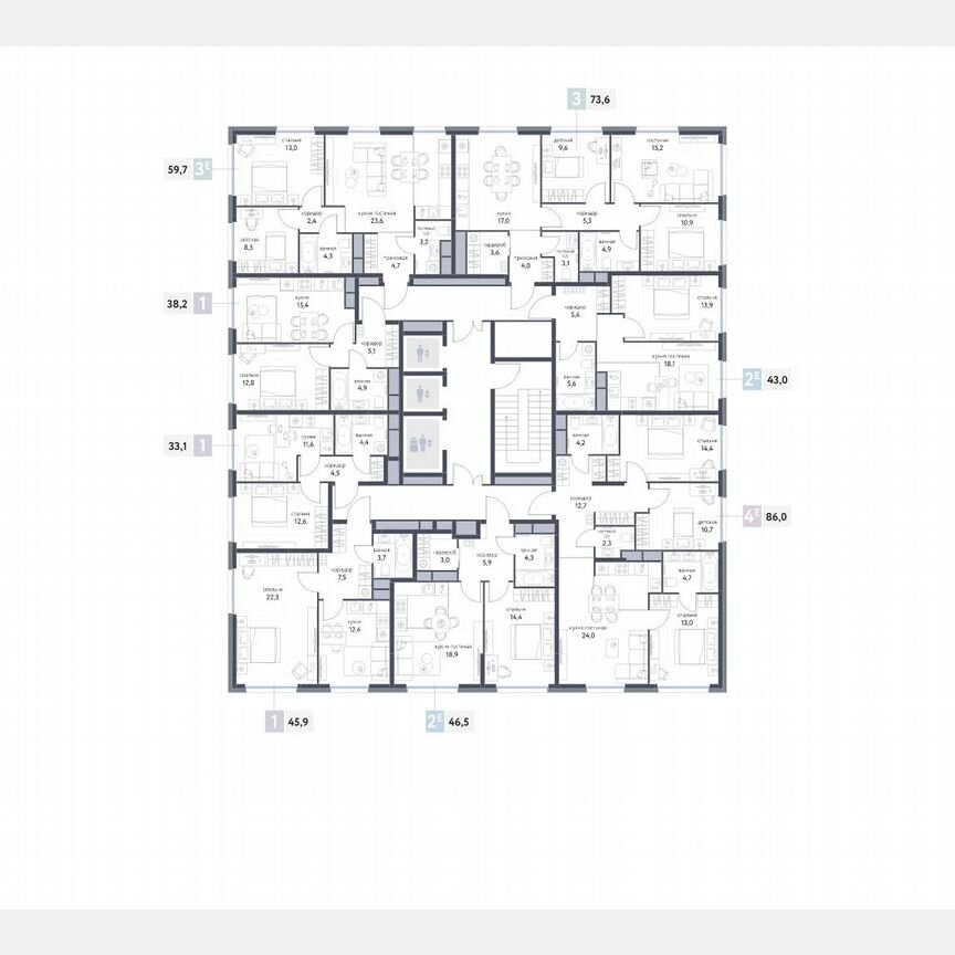 3-к. квартира, 73,5 м², 11/25 эт.