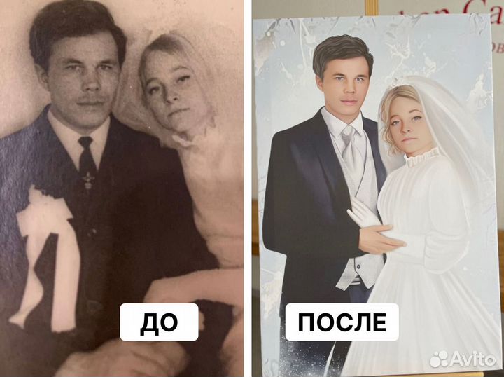 Портрет по фото на холсте 45 X 30