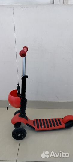 Самокат детский трехколесный с сиденьем 3 в 1