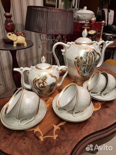 Шикарный Сервиз чайный. винтаж.ссср.живопись