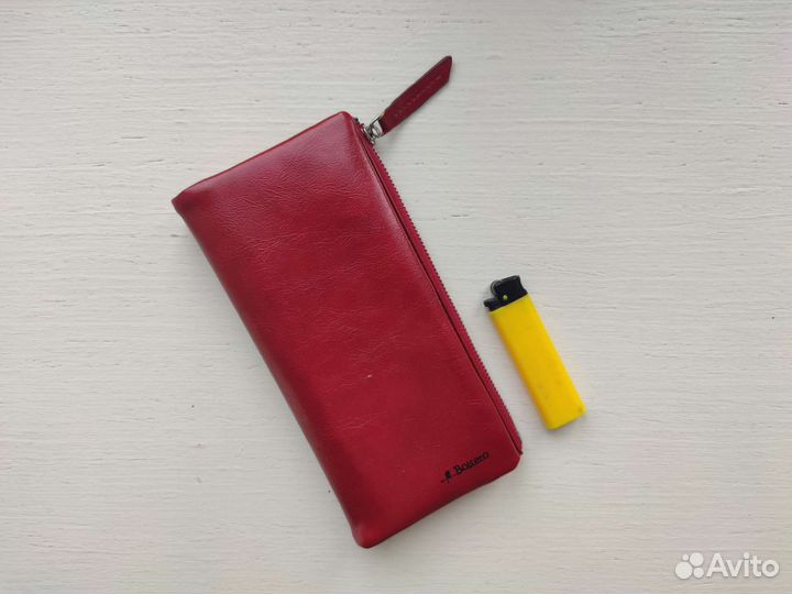 Кошелек женский красный иск кожа