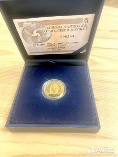 100 евро золото Испания 2009 чм по Футболу 2010