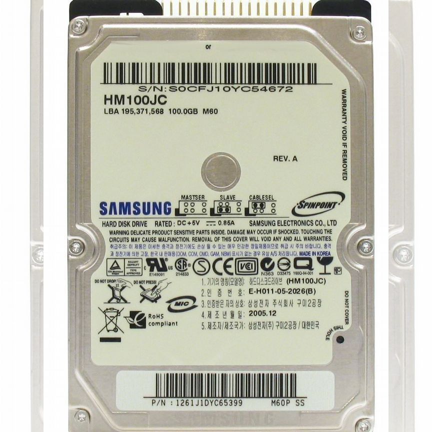 [HM100JC] Жесткий Диск Samsung 100gb Ide 2,5" Hm100jc
