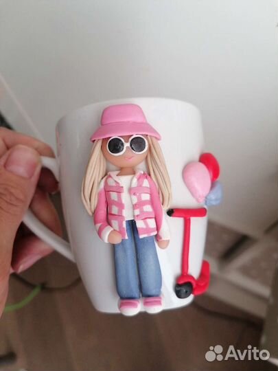 Кружка с декором из полимерной глины