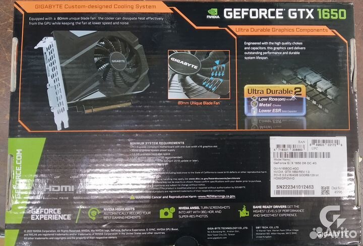 Видеокарта Gigabyte GeForce GTX 1650 D6 OC 4G