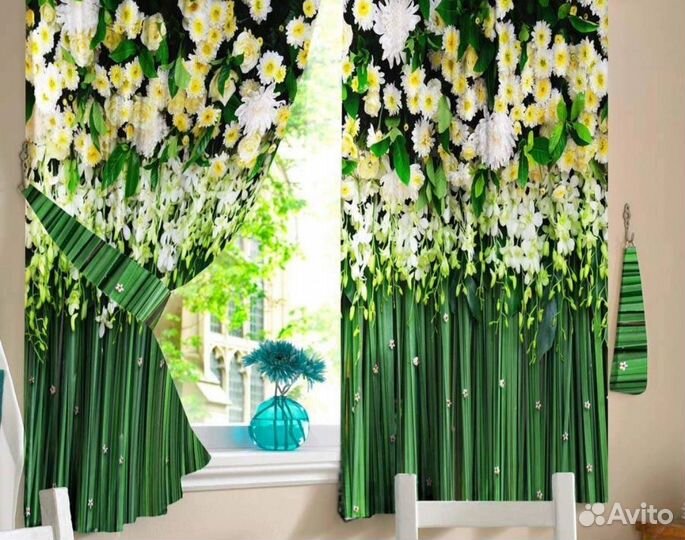 Шторы и скатерть для кухни комплект