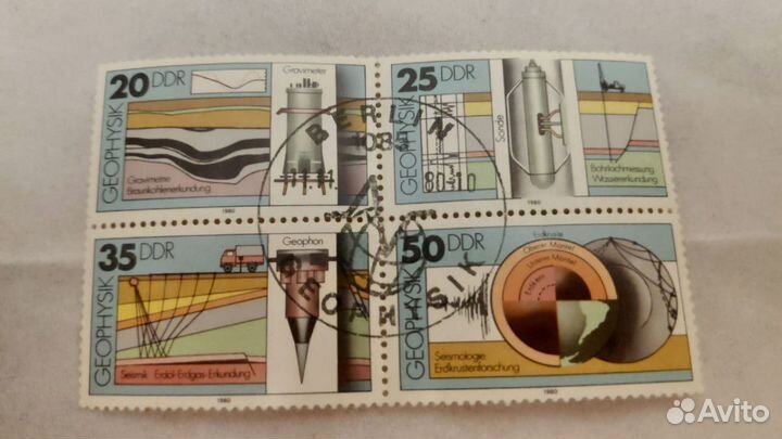 Серия марки Недры Земли 4шт блок 1980г