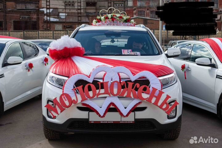 Красивый комплект свадебных украшений на машину
