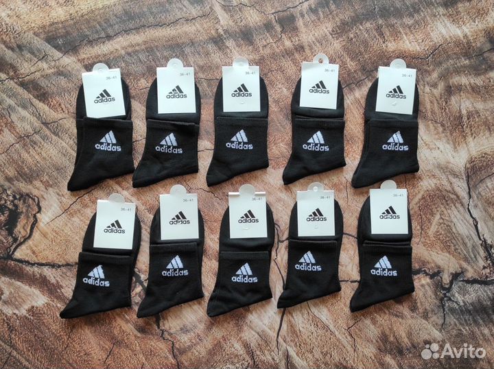 Носки Adidas средней высоты 10 пар 35-40 размер