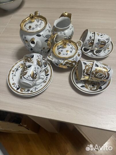 Кофейный сервиз Вербилки »Золотая роза» СССР