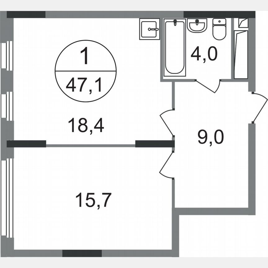 1-к. квартира, 47,1 м², 6/17 эт.