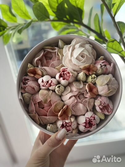 Зефирные пионы, съедобный букет, букет из зефира