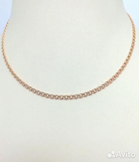 Золотая цепочка Бисмарк из красного золота 585 про