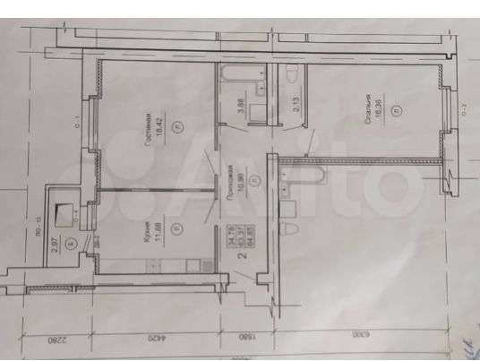 2-к. квартира, 64 м², 12/14 эт.