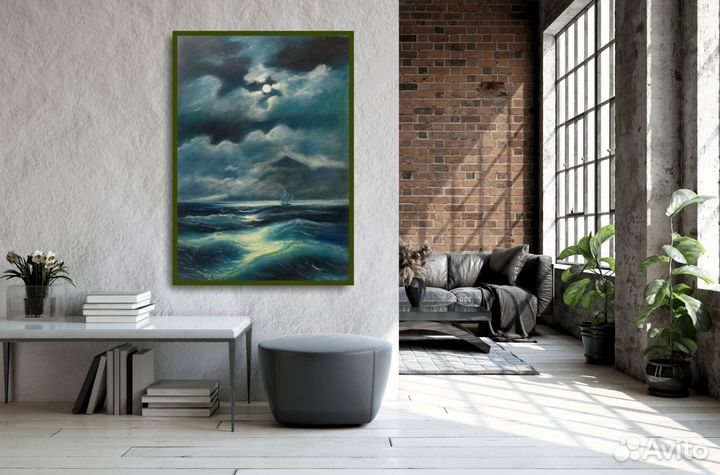 Картина маслом пейзаж морской ночь Айвазовский