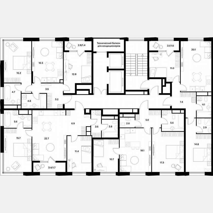 2-к. квартира, 59,3 м², 19/22 эт.