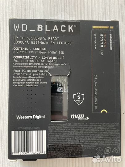 WD Black M.2 2280 SN770 1Tb PCIe 4.0