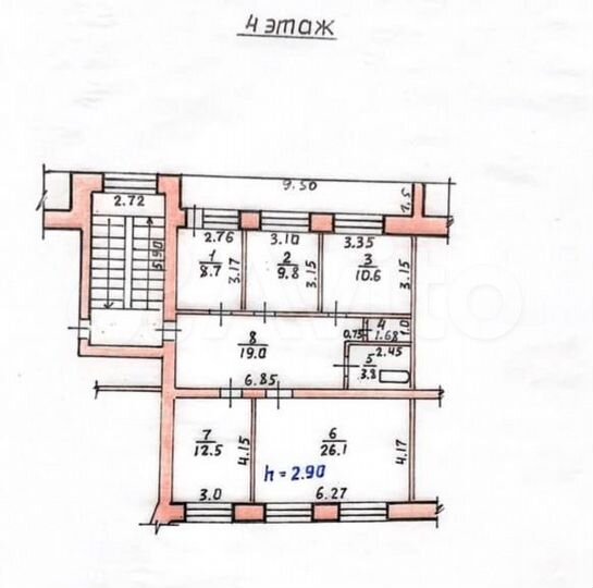 4-к. квартира, 92,1 м², 4/4 эт.