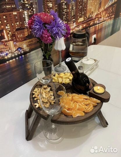 Столик винный складной деревянный